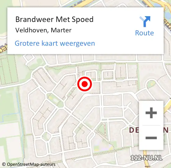 Locatie op kaart van de 112 melding: Brandweer Met Spoed Naar Veldhoven, Marter op 18 februari 2022 23:52