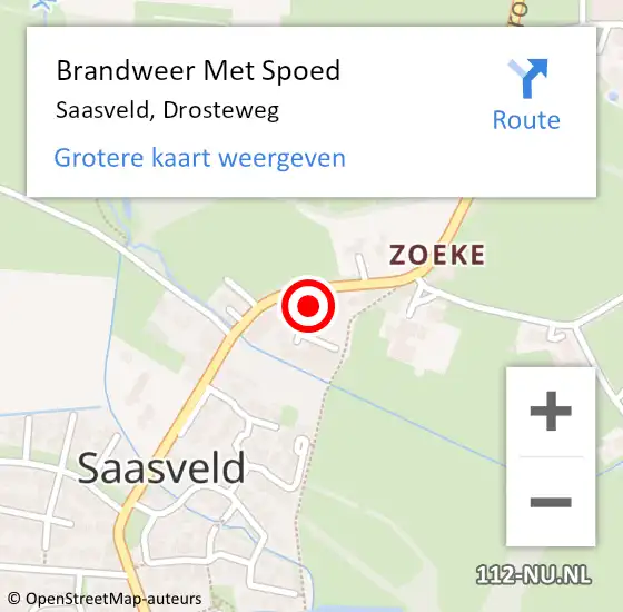 Locatie op kaart van de 112 melding: Brandweer Met Spoed Naar Saasveld, Drosteweg op 18 februari 2022 23:55