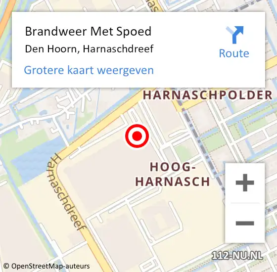 Locatie op kaart van de 112 melding: Brandweer Met Spoed Naar Den Hoorn, Harnaschdreef op 18 februari 2022 23:59