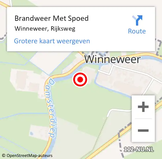 Locatie op kaart van de 112 melding: Brandweer Met Spoed Naar Winneweer, Rijksweg op 19 februari 2022 00:02