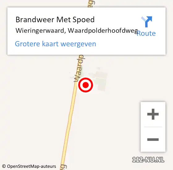 Locatie op kaart van de 112 melding: Brandweer Met Spoed Naar Wieringerwaard, Waardpolderhoofdweg op 19 februari 2022 00:02