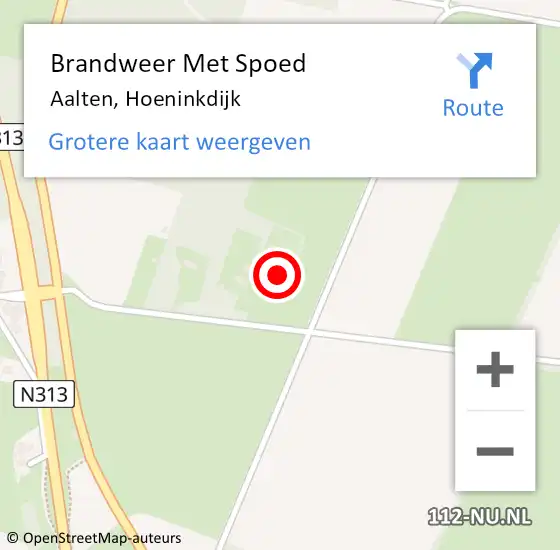 Locatie op kaart van de 112 melding: Brandweer Met Spoed Naar Aalten, Hoeninkdijk op 19 februari 2022 00:02