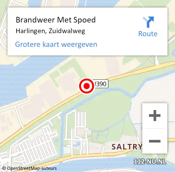 Locatie op kaart van de 112 melding: Brandweer Met Spoed Naar Harlingen, Zuidwalweg op 19 februari 2022 00:04