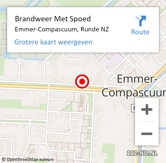 Locatie op kaart van de 112 melding: Brandweer Met Spoed Naar Emmer-Compascuum, Runde NZ op 19 februari 2022 00:07