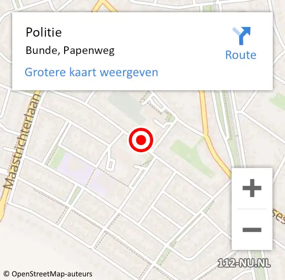 Locatie op kaart van de 112 melding: Politie Bunde, Papenweg op 19 februari 2022 00:09