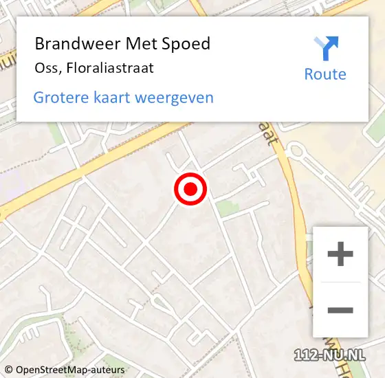 Locatie op kaart van de 112 melding: Brandweer Met Spoed Naar Oss, Floraliastraat op 19 februari 2022 00:14