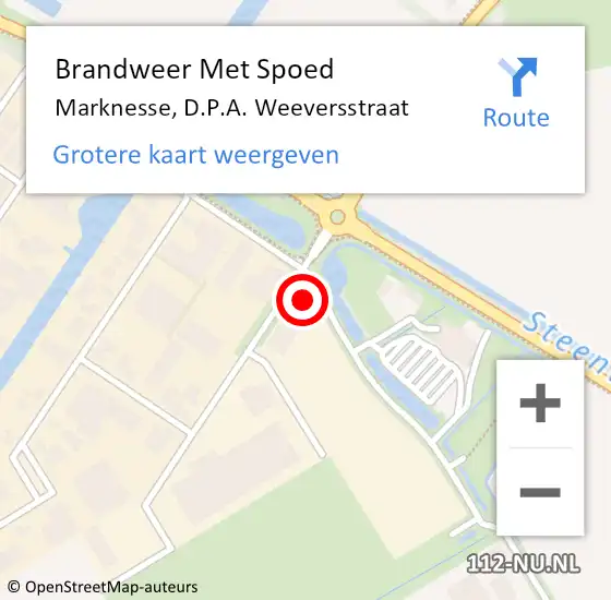 Locatie op kaart van de 112 melding: Brandweer Met Spoed Naar Marknesse, D.P.A. Weeversstraat op 19 februari 2022 00:16