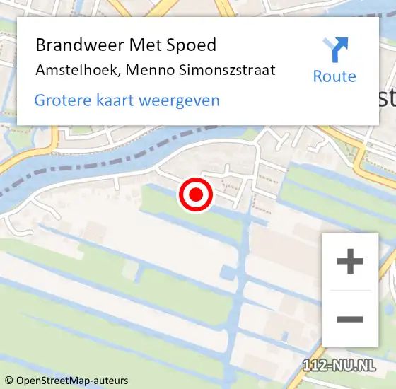 Locatie op kaart van de 112 melding: Brandweer Met Spoed Naar Amstelhoek, Menno Simonszstraat op 19 februari 2022 00:26