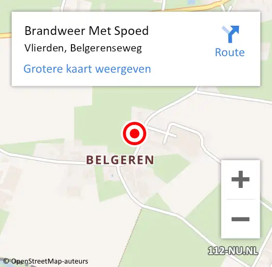 Locatie op kaart van de 112 melding: Brandweer Met Spoed Naar Vlierden, Belgerenseweg op 19 februari 2022 00:28