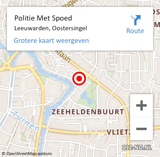 Locatie op kaart van de 112 melding: Politie Met Spoed Naar Leeuwarden, Oostersingel op 19 februari 2022 00:28