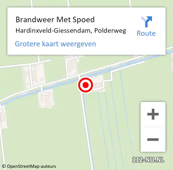 Locatie op kaart van de 112 melding: Brandweer Met Spoed Naar Hardinxveld-Giessendam, Polderweg op 19 februari 2022 00:32