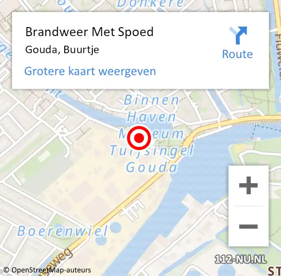 Locatie op kaart van de 112 melding: Brandweer Met Spoed Naar Gouda, Buurtje op 19 februari 2022 00:33