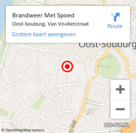 Locatie op kaart van de 112 melding: Brandweer Met Spoed Naar Oost-Souburg, Van Visvlietstraat op 19 februari 2022 00:34
