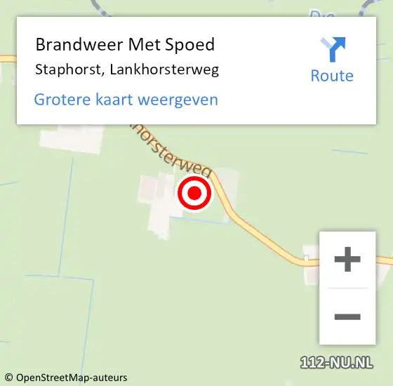 Locatie op kaart van de 112 melding: Brandweer Met Spoed Naar Staphorst, Lankhorsterweg op 19 februari 2022 00:39