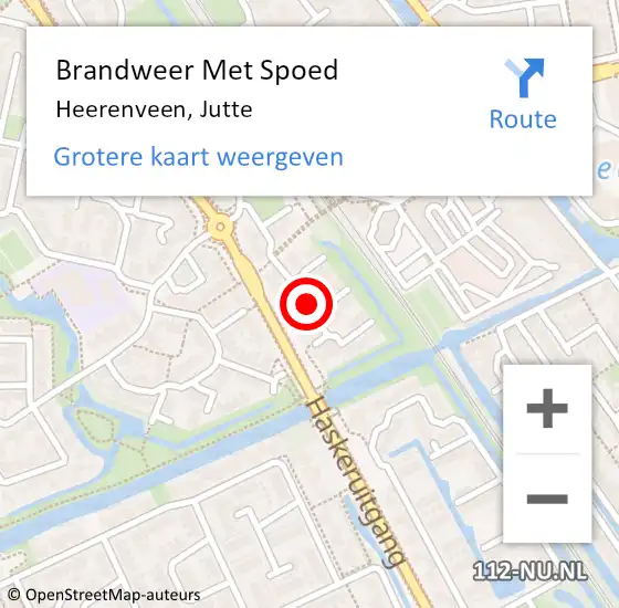 Locatie op kaart van de 112 melding: Brandweer Met Spoed Naar Heerenveen, Jutte op 19 februari 2022 00:41