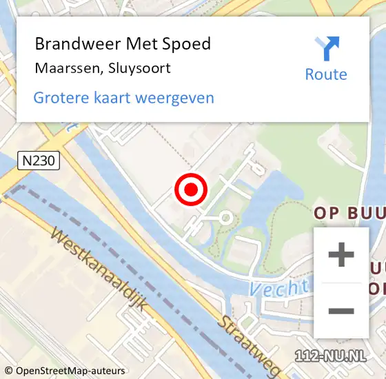 Locatie op kaart van de 112 melding: Brandweer Met Spoed Naar Maarssen, Sluysoort op 19 februari 2022 00:42