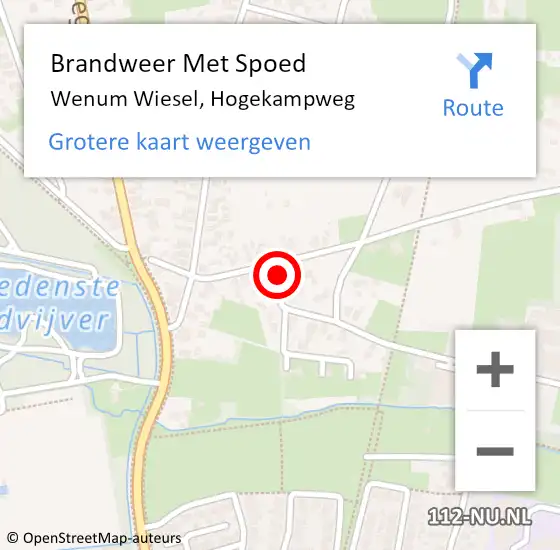 Locatie op kaart van de 112 melding: Brandweer Met Spoed Naar Wenum Wiesel, Hogekampweg op 19 februari 2022 00:43