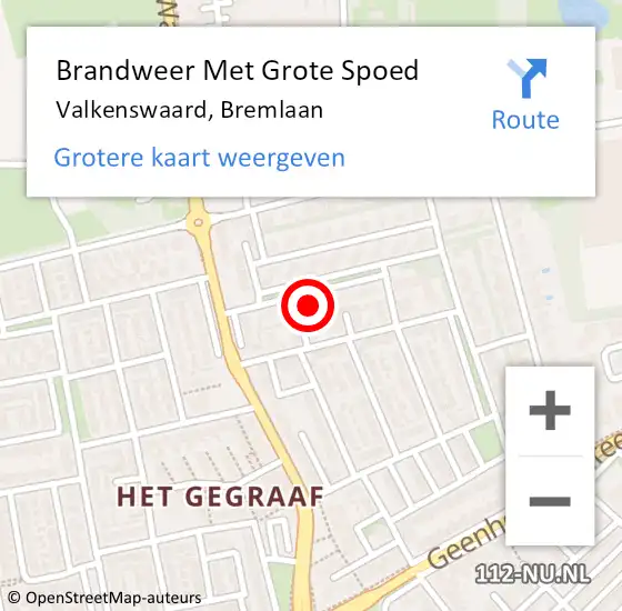 Locatie op kaart van de 112 melding: Brandweer Met Grote Spoed Naar Valkenswaard, Bremlaan op 19 februari 2022 00:44