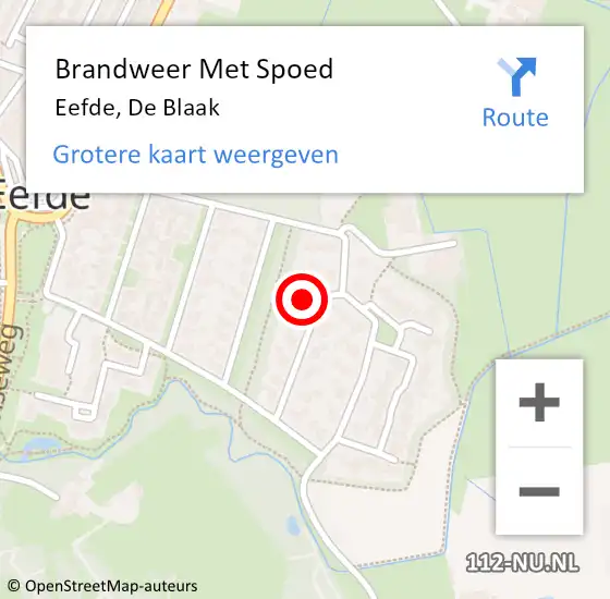 Locatie op kaart van de 112 melding: Brandweer Met Spoed Naar Eefde, De Blaak op 19 februari 2022 00:45