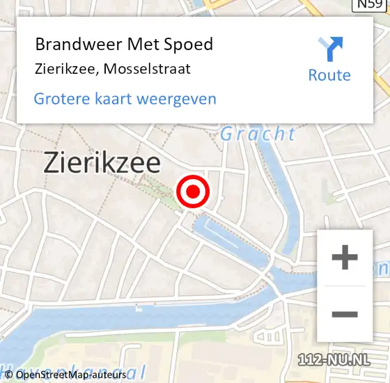 Locatie op kaart van de 112 melding: Brandweer Met Spoed Naar Zierikzee, Mosselstraat op 19 februari 2022 00:49