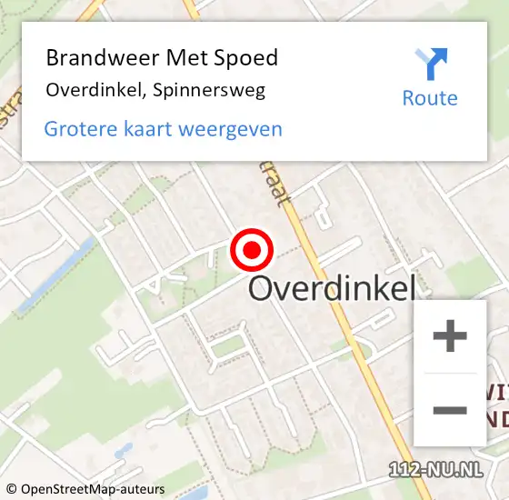 Locatie op kaart van de 112 melding: Brandweer Met Spoed Naar Overdinkel, Spinnersweg op 19 februari 2022 01:01