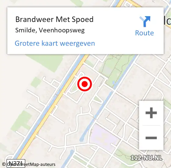 Locatie op kaart van de 112 melding: Brandweer Met Spoed Naar Smilde, Veenhoopsweg op 19 februari 2022 01:06