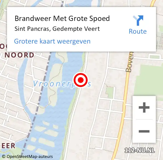 Locatie op kaart van de 112 melding: Brandweer Met Grote Spoed Naar Sint Pancras, Gedempte Veert op 8 juli 2014 19:07