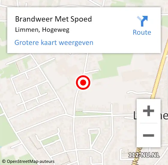 Locatie op kaart van de 112 melding: Brandweer Met Spoed Naar Limmen, Hogeweg op 19 februari 2022 01:20