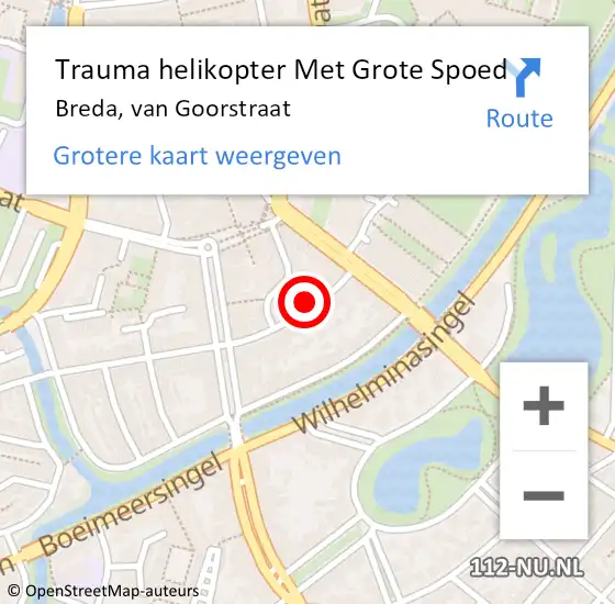 Locatie op kaart van de 112 melding: Trauma helikopter Met Grote Spoed Naar Breda, van Goorstraat op 19 februari 2022 01:25