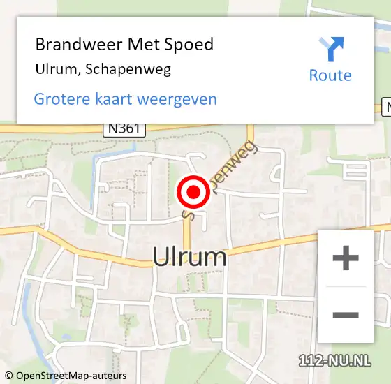 Locatie op kaart van de 112 melding: Brandweer Met Spoed Naar Ulrum, Schapenweg op 19 februari 2022 01:27