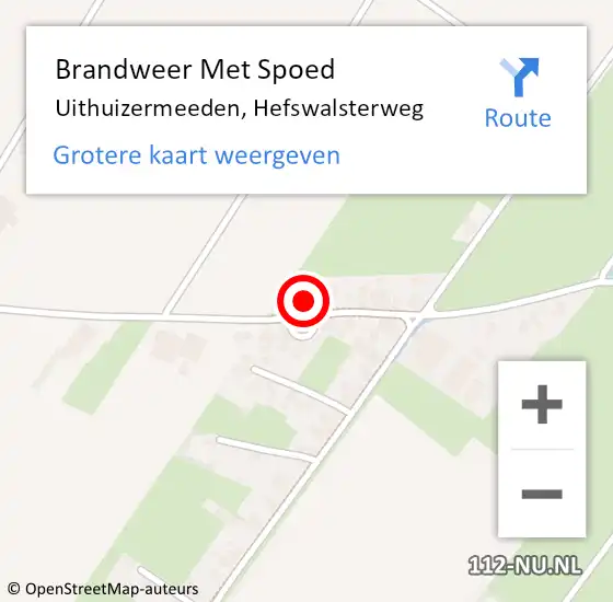 Locatie op kaart van de 112 melding: Brandweer Met Spoed Naar Uithuizermeeden, Hefswalsterweg op 19 februari 2022 01:28