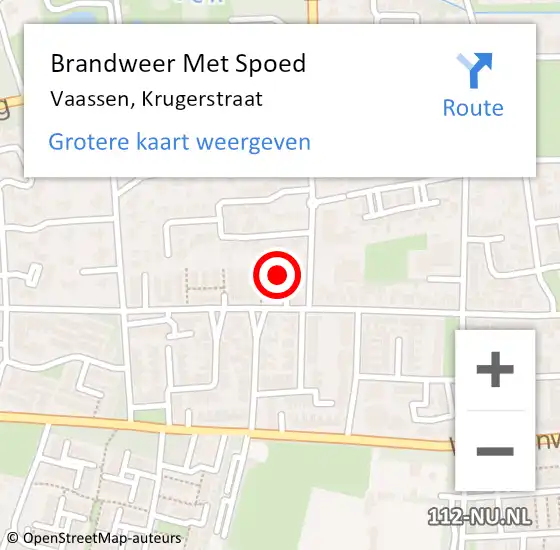 Locatie op kaart van de 112 melding: Brandweer Met Spoed Naar Vaassen, Krugerstraat op 19 februari 2022 01:42