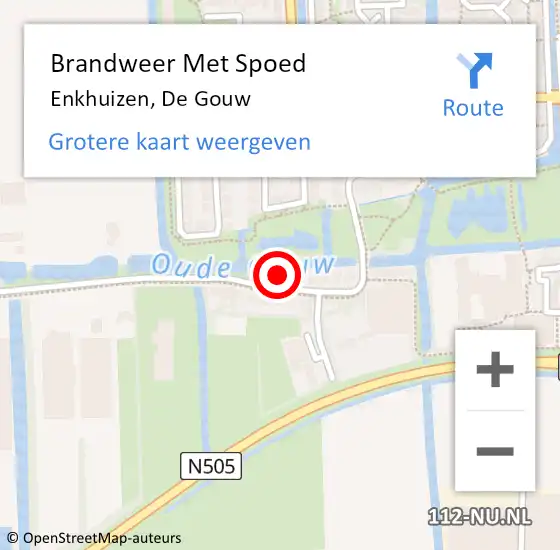 Locatie op kaart van de 112 melding: Brandweer Met Spoed Naar Enkhuizen, De Gouw op 19 februari 2022 01:54