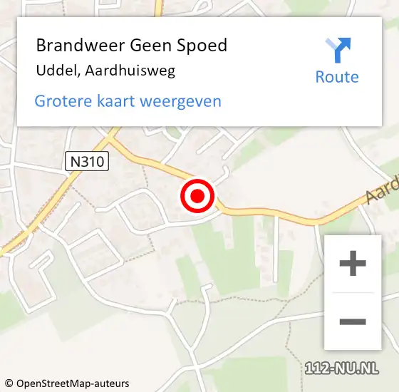 Locatie op kaart van de 112 melding: Brandweer Geen Spoed Naar Uddel, Aardhuisweg op 19 februari 2022 01:57