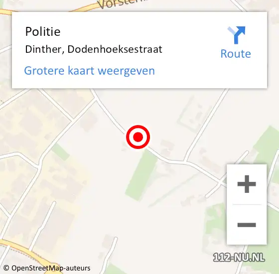 Locatie op kaart van de 112 melding: Politie Dinther, Dodenhoeksestraat op 19 februari 2022 02:06