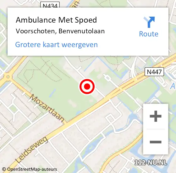 Locatie op kaart van de 112 melding: Ambulance Met Spoed Naar Voorschoten, Benvenutolaan op 19 februari 2022 02:19