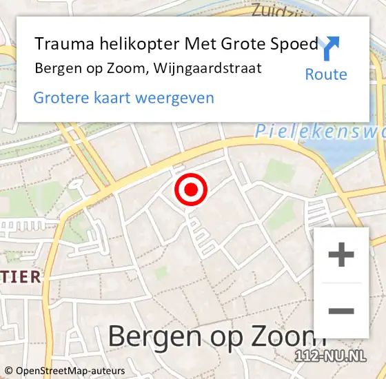 Locatie op kaart van de 112 melding: Trauma helikopter Met Grote Spoed Naar Bergen op Zoom, Wijngaardstraat op 19 februari 2022 02:20