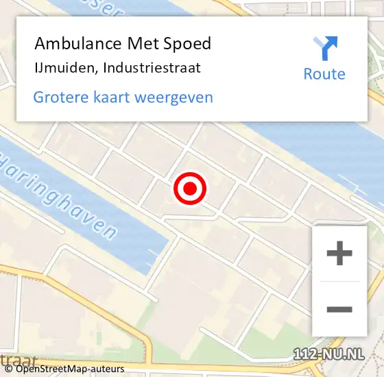 Locatie op kaart van de 112 melding: Ambulance Met Spoed Naar IJmuiden, Industriestraat op 19 februari 2022 02:24