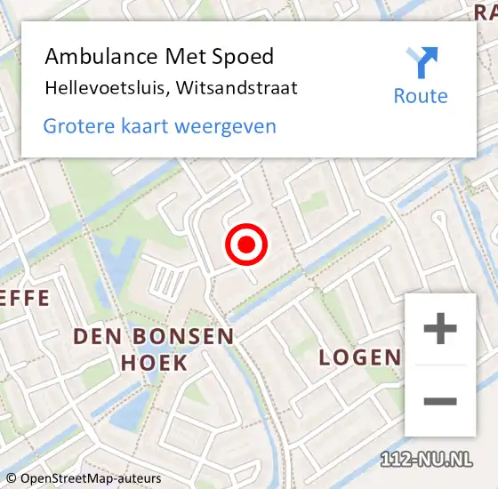 Locatie op kaart van de 112 melding: Ambulance Met Spoed Naar Hellevoetsluis, Witsandstraat op 19 februari 2022 02:49