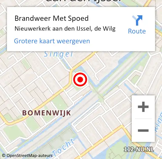 Locatie op kaart van de 112 melding: Brandweer Met Spoed Naar Nieuwerkerk aan den IJssel, de Wilg op 19 februari 2022 02:59