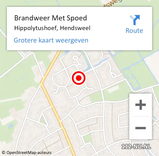 Locatie op kaart van de 112 melding: Brandweer Met Spoed Naar Hippolytushoef, Hendsweel op 19 februari 2022 03:06