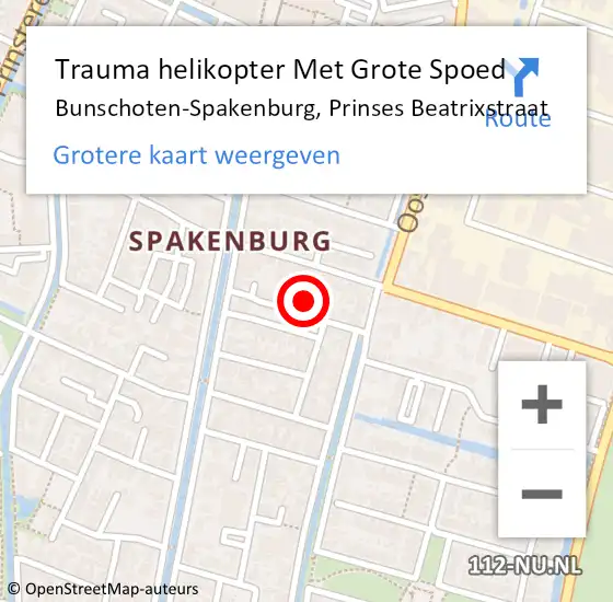 Locatie op kaart van de 112 melding: Trauma helikopter Met Grote Spoed Naar Bunschoten-Spakenburg, Prinses Beatrixstraat op 19 februari 2022 03:28