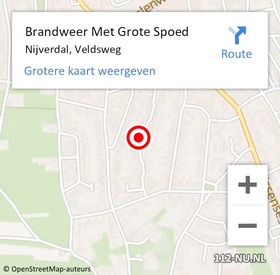 Locatie op kaart van de 112 melding: Brandweer Met Grote Spoed Naar Nijverdal, Veldsweg op 19 februari 2022 03:51