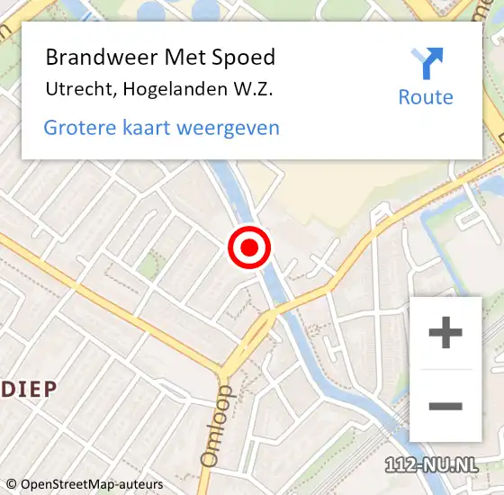 Locatie op kaart van de 112 melding: Brandweer Met Spoed Naar Utrecht, Hogelanden W.Z. op 19 februari 2022 03:54