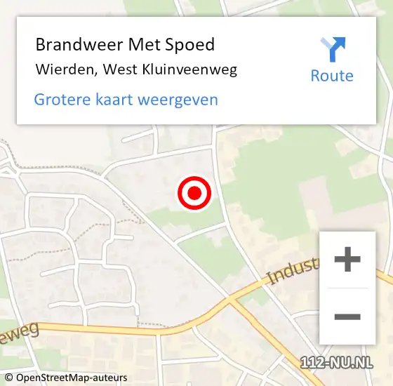 Locatie op kaart van de 112 melding: Brandweer Met Spoed Naar Wierden, West Kluinveenweg op 19 februari 2022 04:21