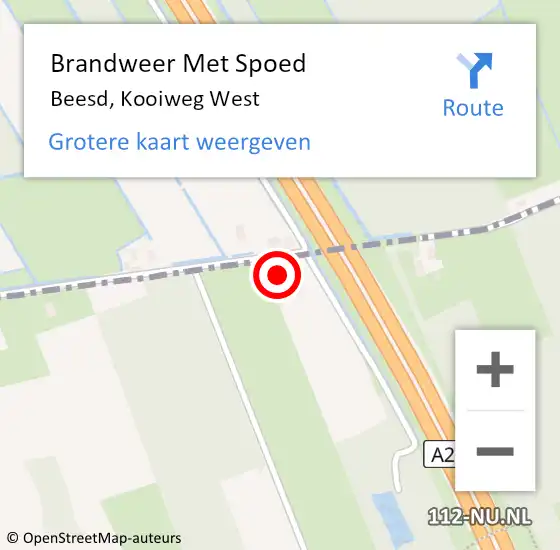 Locatie op kaart van de 112 melding: Brandweer Met Spoed Naar Beesd, Kooiweg West op 19 februari 2022 05:12