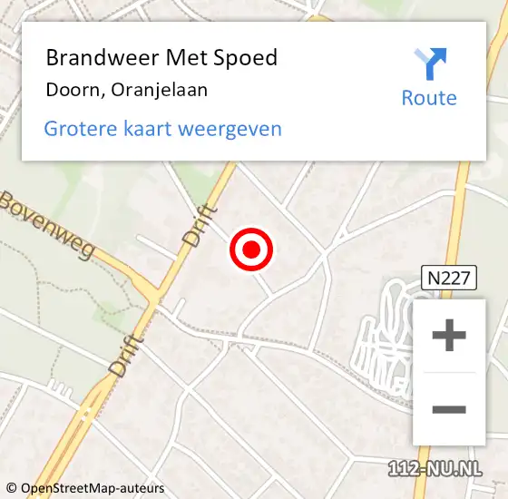 Locatie op kaart van de 112 melding: Brandweer Met Spoed Naar Doorn, Oranjelaan op 19 februari 2022 05:27