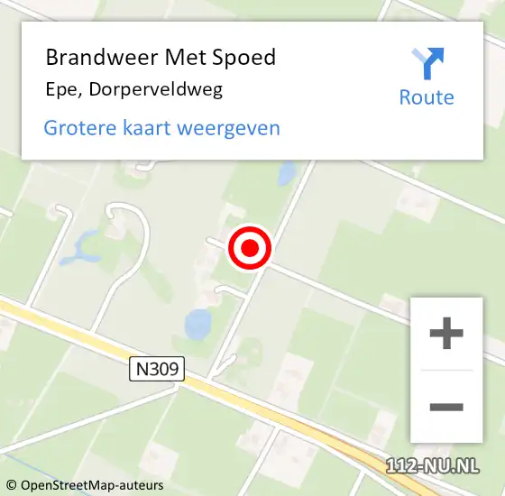 Locatie op kaart van de 112 melding: Brandweer Met Spoed Naar Epe, Dorperveldweg op 19 februari 2022 05:55