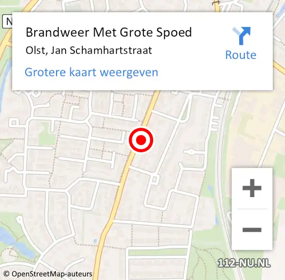 Locatie op kaart van de 112 melding: Brandweer Met Grote Spoed Naar Olst, Jan Schamhartstraat op 19 februari 2022 06:00