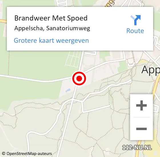 Locatie op kaart van de 112 melding: Brandweer Met Spoed Naar Appelscha, Sanatoriumweg op 19 februari 2022 06:13